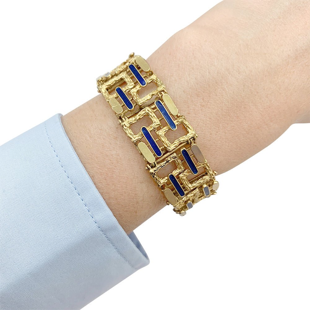 Bracelet vintage, or jaune, émail - Castafiore