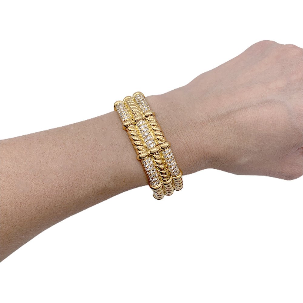 Bracelet vintage, or jaune et diamants - Castafiore
