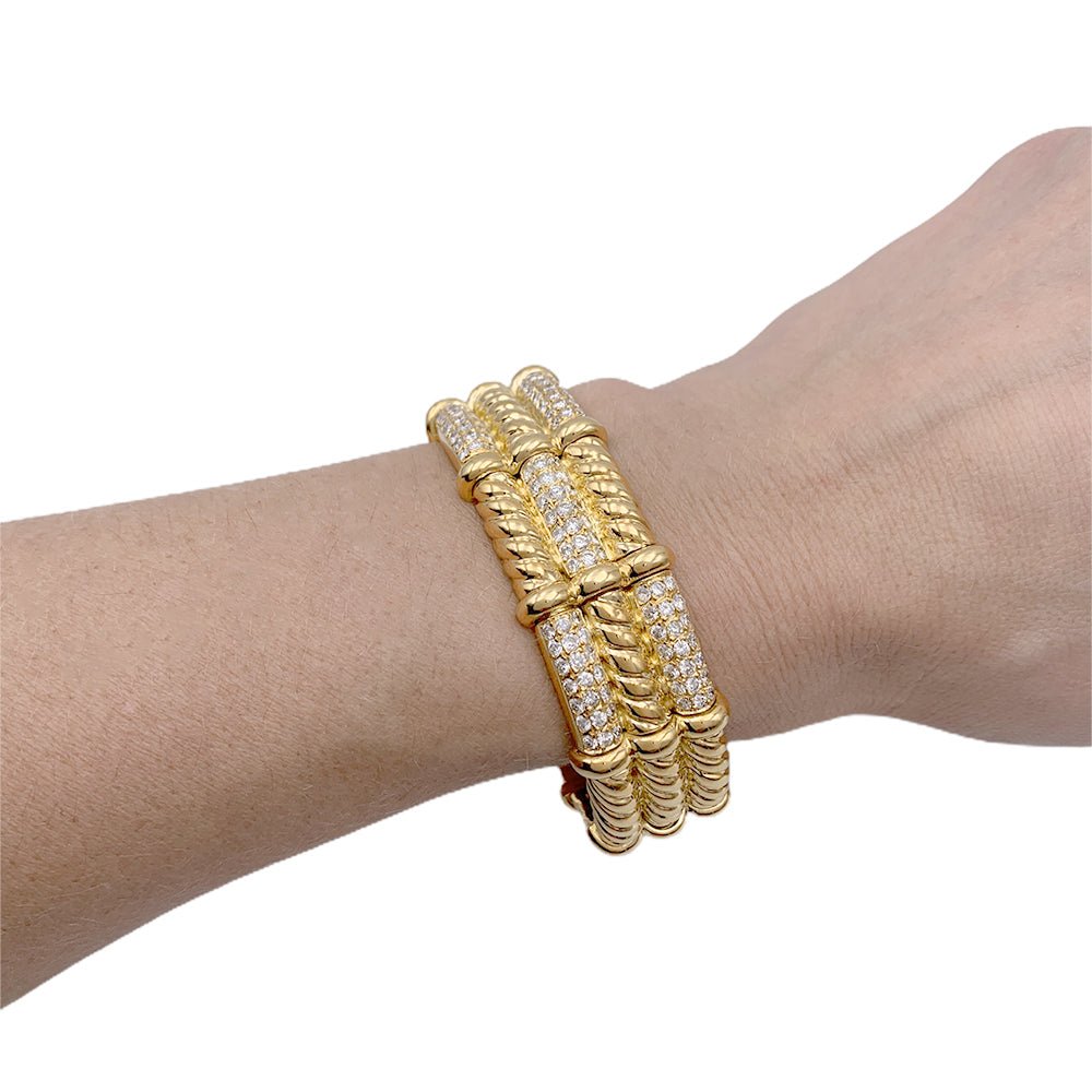 Bracelet vintage, or jaune et diamants - Castafiore