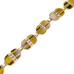 Bracelet vintage, or jaune, oeil de tigre - Castafiore