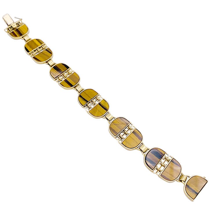 Bracelet vintage, or jaune, oeil de tigre - Castafiore