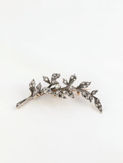 Broche ancienne trembleuse en or, argent et diamants - Castafiore