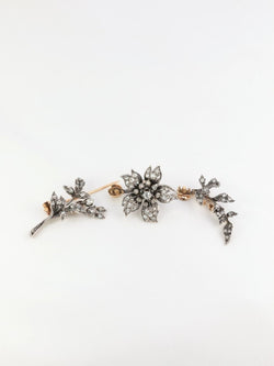 Broche ancienne trembleuse en or, argent et diamants - Castafiore