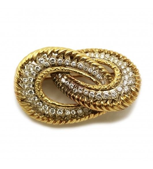Broche année 60 - Or et diamants - Castafiore