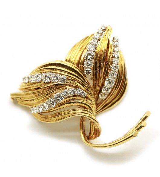 Broche année 60 - Or et diamants - Castafiore