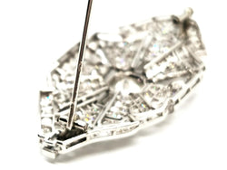 Broche Art Déco en or blanc et platine pavé diamants - Castafiore