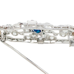 Broche Art Déco en platine, or blanc, saphir et diamants - Castafiore