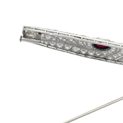Broche Art Déco en platine, rubis et diamants - Castafiore