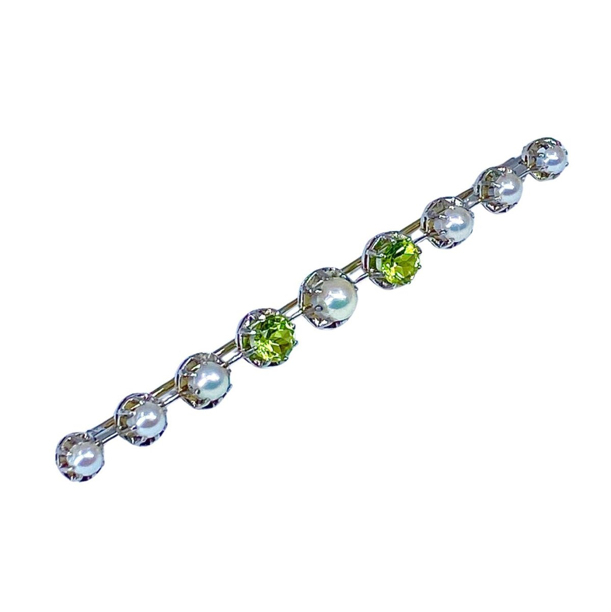 Broche Barrette Or Argent Avec Pierre De Lune Et Diamants - Style Fin XIXe - Occasion Très Bon état