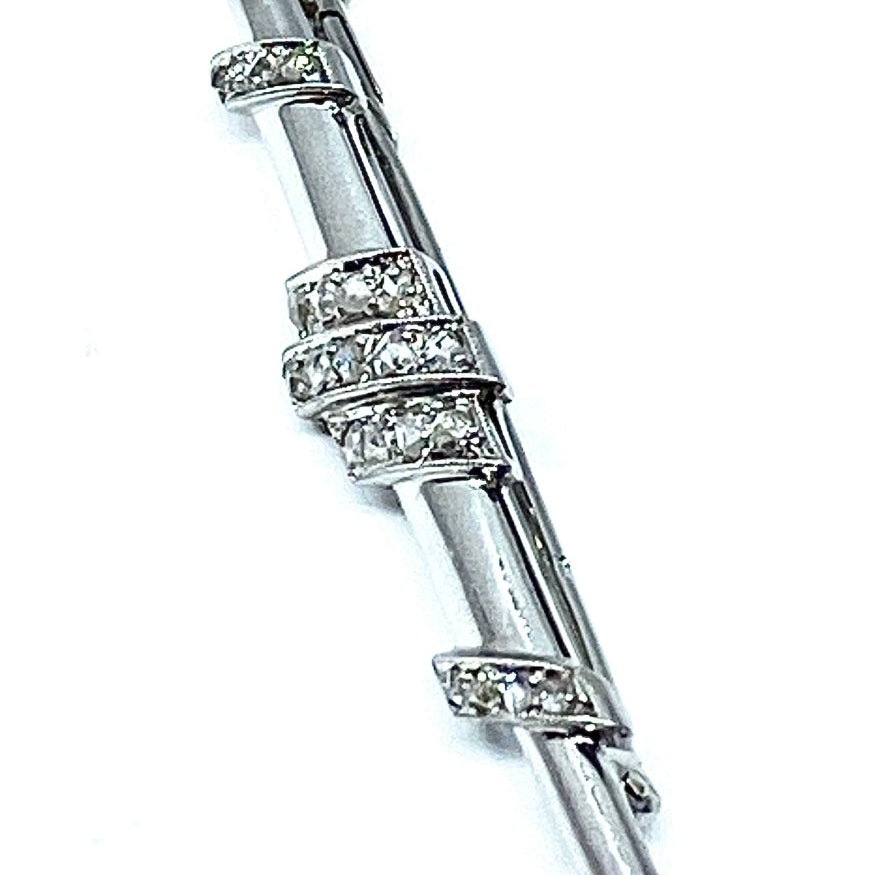Broche barette en platine et diamants, vers 1900 - Castafiore