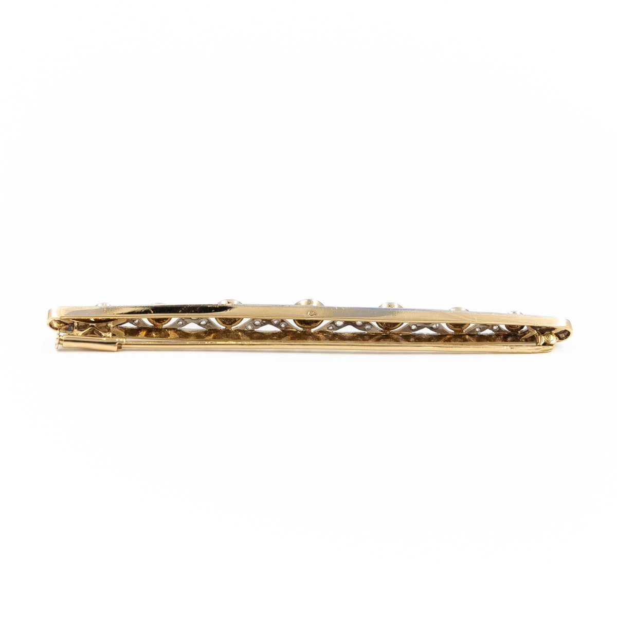 Broche Barrette Art déco en 2 ors et diamants - Castafiore