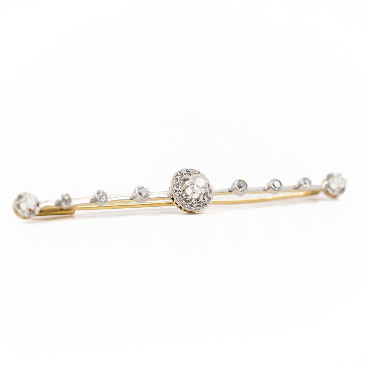 Broche Barrette en 2 ors et diamants - Castafiore