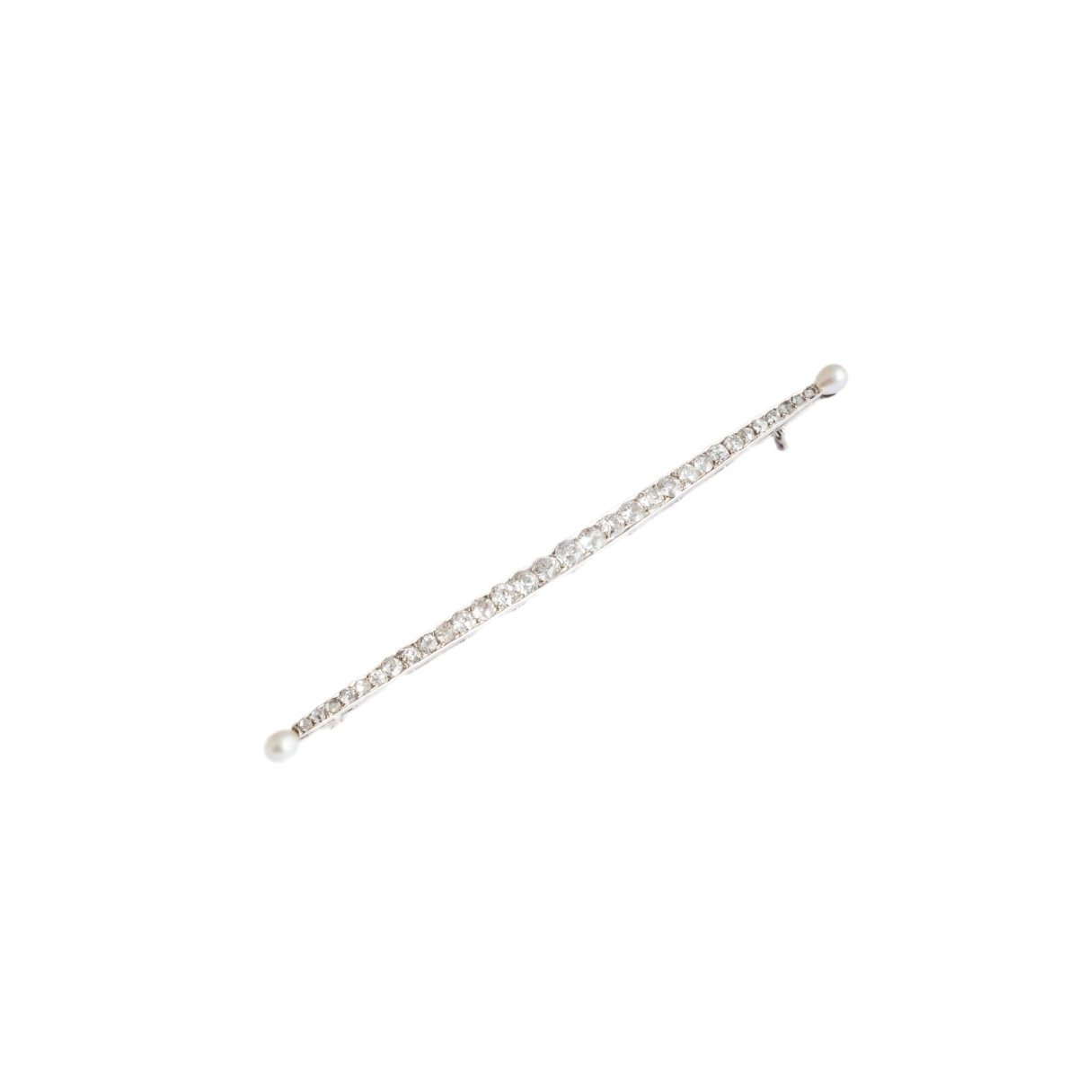Broche barrette en or gris et diamants - Castafiore