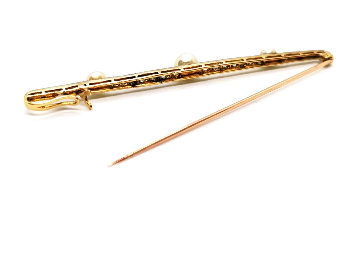 Broche Barrette en or jaune, platine et diamants - Castafiore