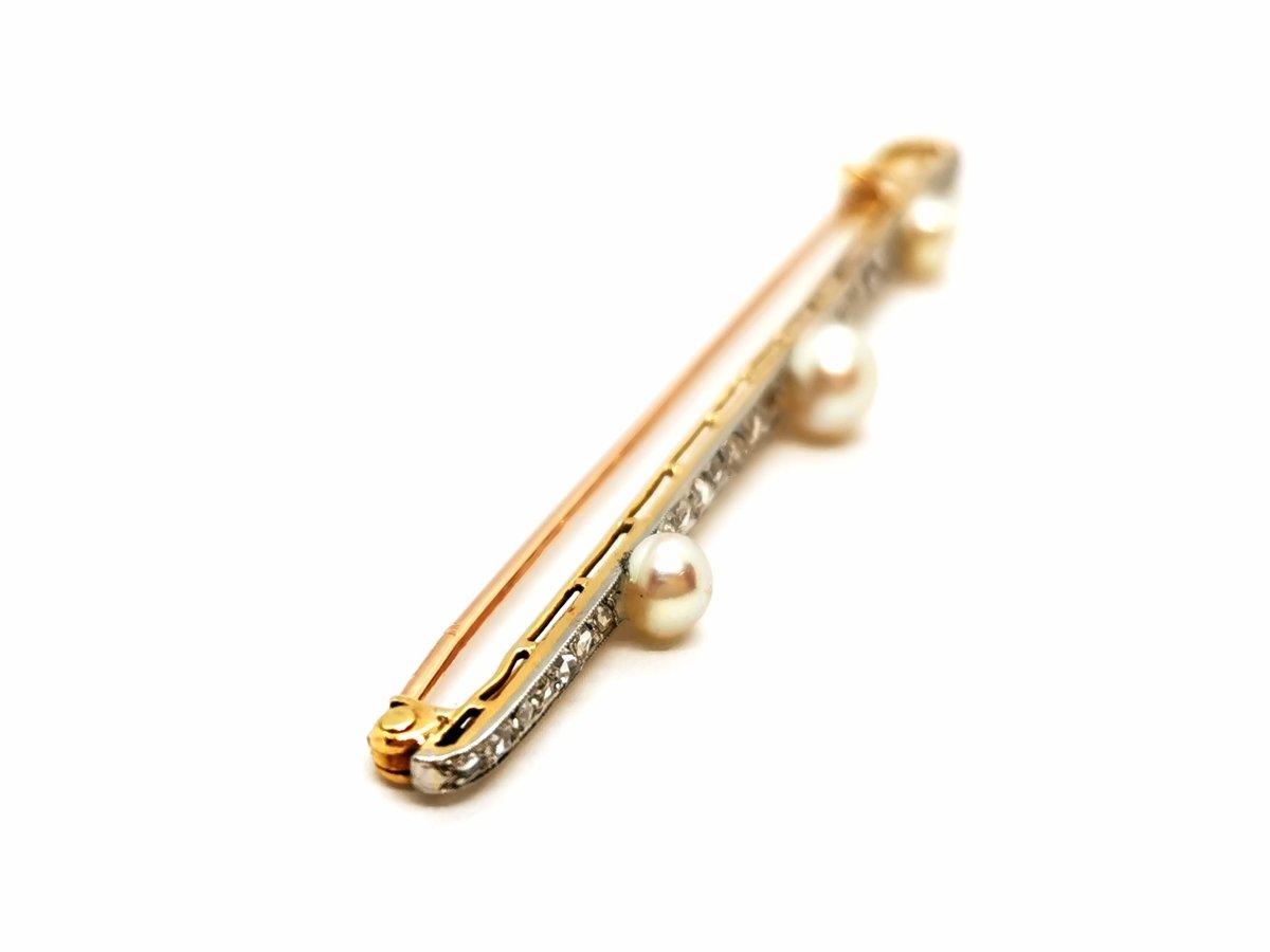 Broche Barrette en or jaune, platine et diamants - Castafiore