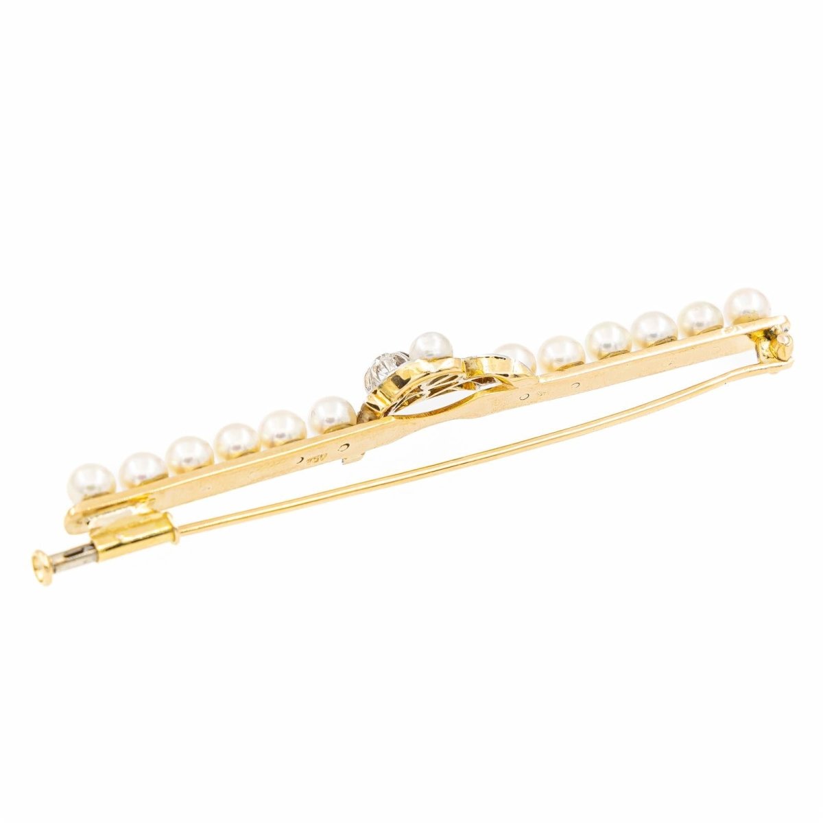 Broche Barrette Or jaune Diamant - Castafiore