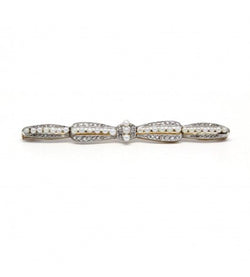 Broche barrette - Or. platine. perles et diamants - Castafiore