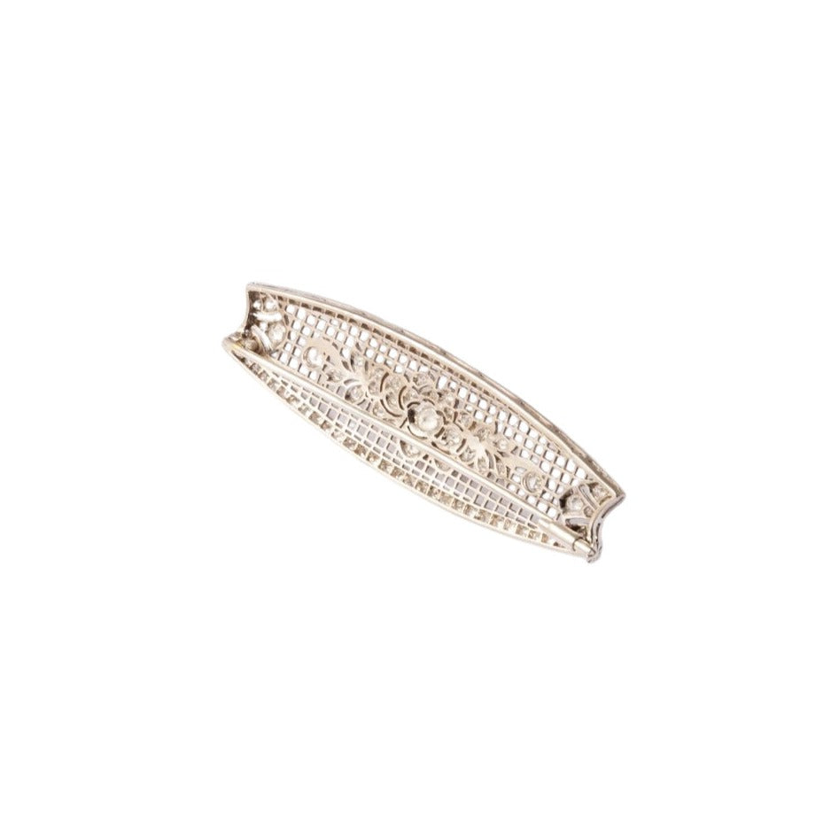 Broche "Belle Époque" en platine, or blanc et diamants - Castafiore