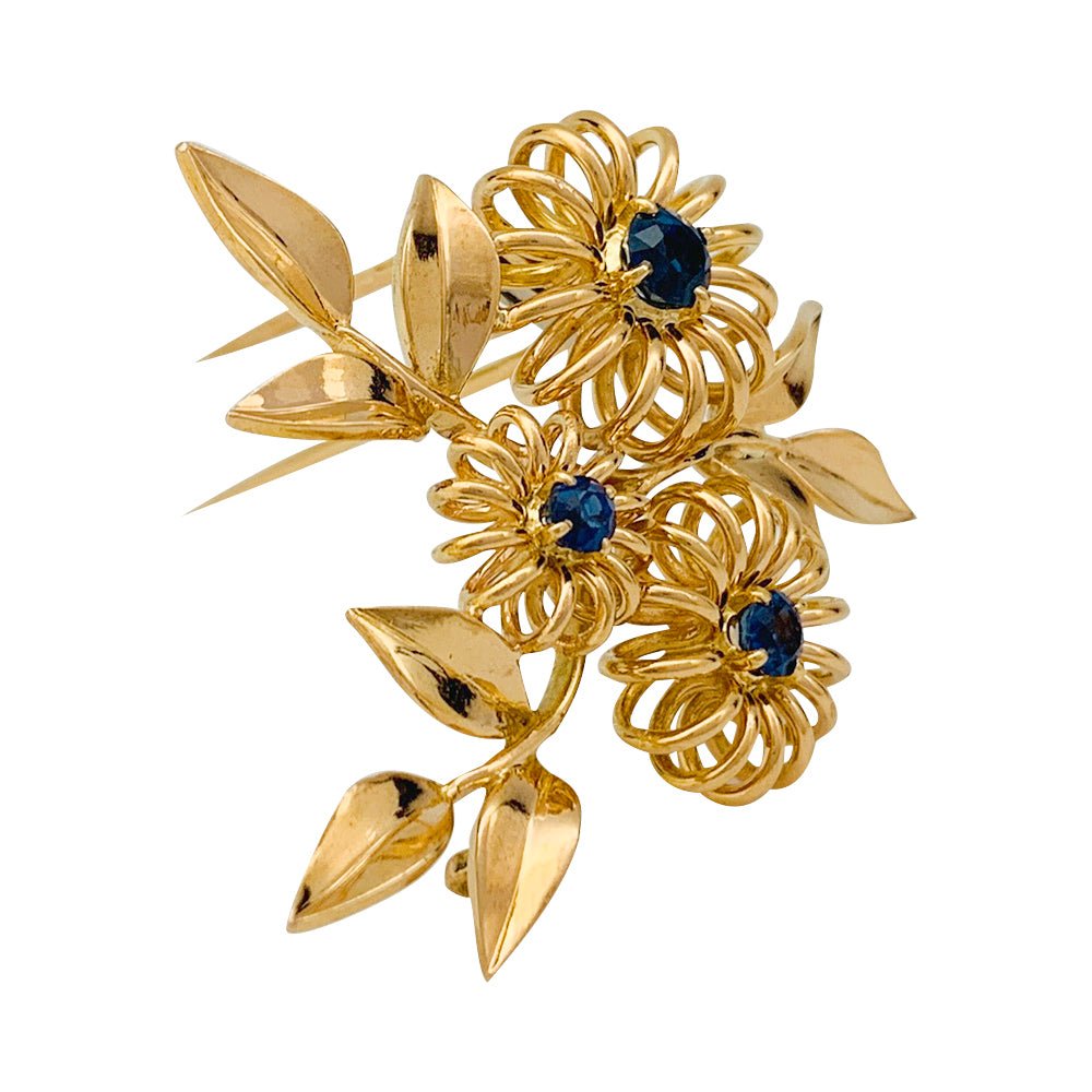 Broche Boucheron "Fleurs" en or rose et saphirs - Castafiore