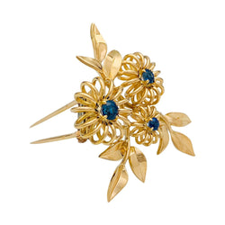 Broche Boucheron "Fleurs" en or rose et saphirs - Castafiore