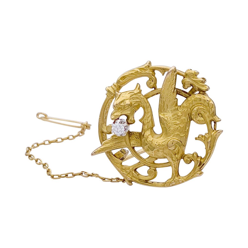 Broche "Chimère" or jaune et diamant. - Castafiore