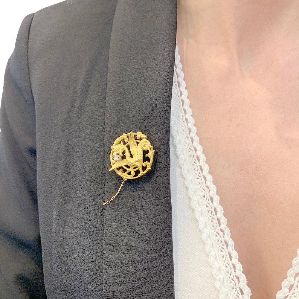 Broche "Chimère" or jaune et diamant. - Castafiore