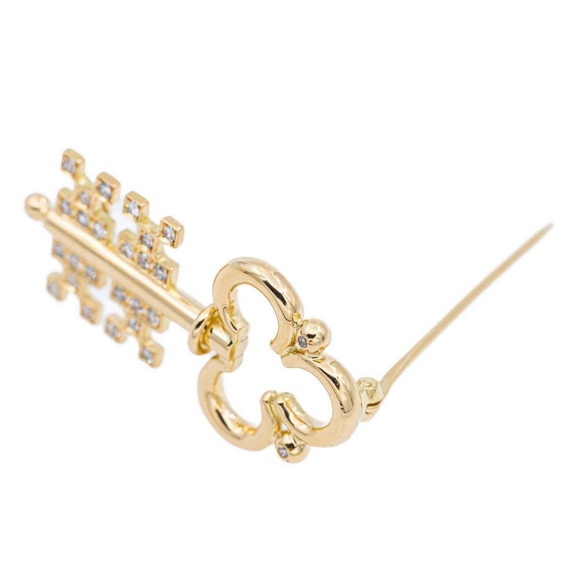 Broche Clé Or jaune Diamant - Castafiore
