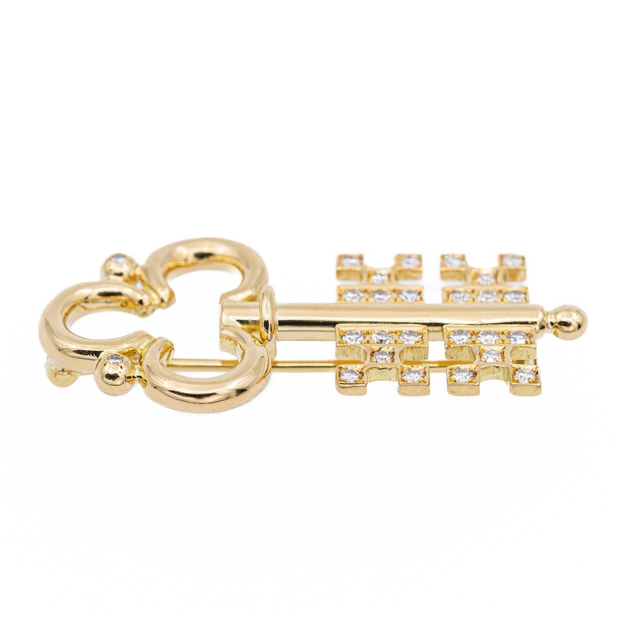 Broche Clé Or jaune Diamant - Castafiore