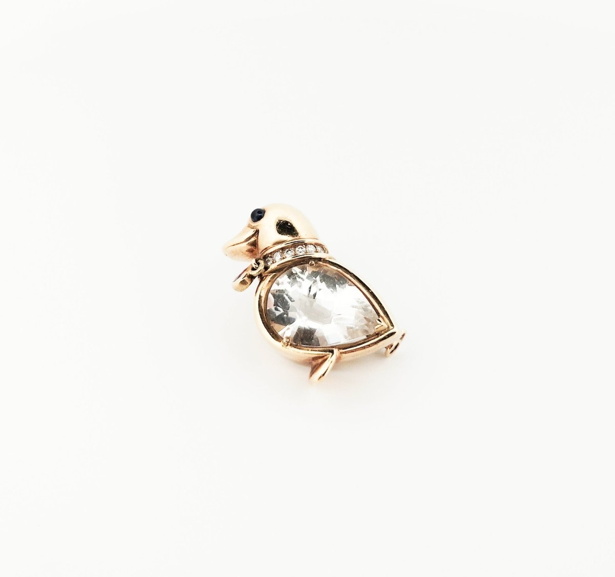 Broche Clip BOUCHERON "Oiseau" en or jaune et en cristal de roche - Castafiore