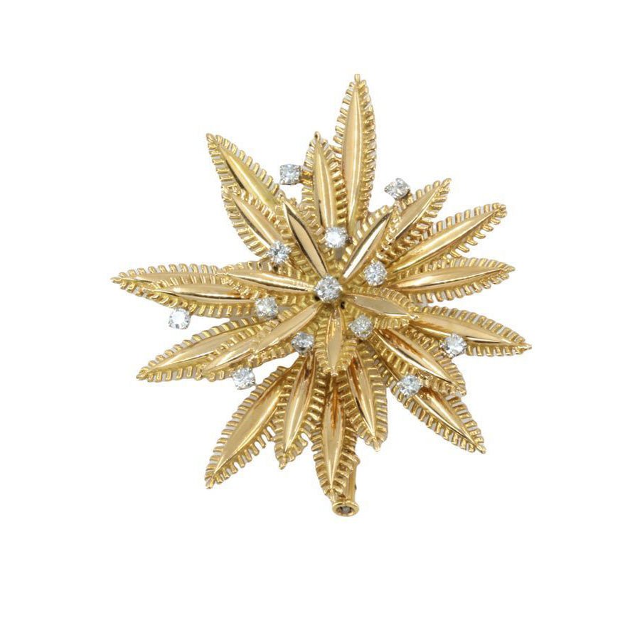 Broche Clip fleur en or jaune Et diamants - Castafiore