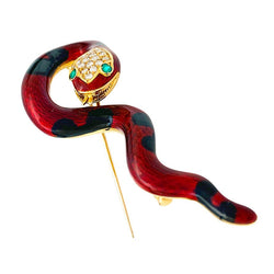 Broche DAVID WEBB, "Serpent", émail, diamants et émeraudes - Castafiore