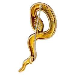 Broche DAVID WEBB, "Serpent", émail, diamants et émeraudes - Castafiore