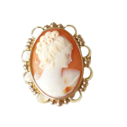 Broche deux ors et camée coquille - Castafiore