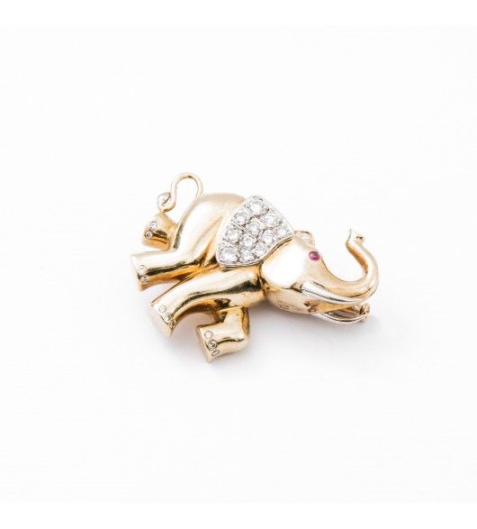 Broche Eléphant - Or et diamants - Castafiore