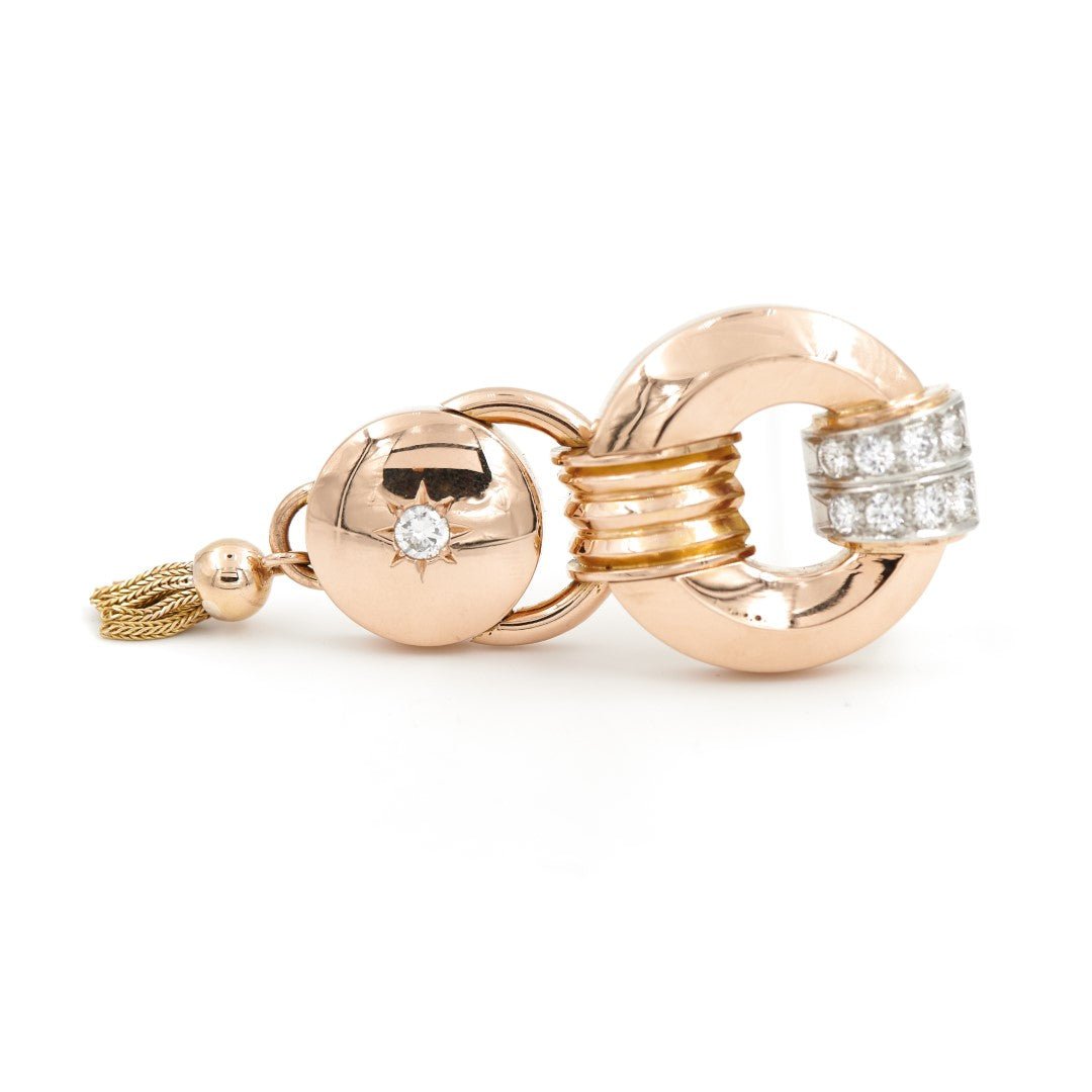 Broche en 2 ors, platine et diamants - Castafiore