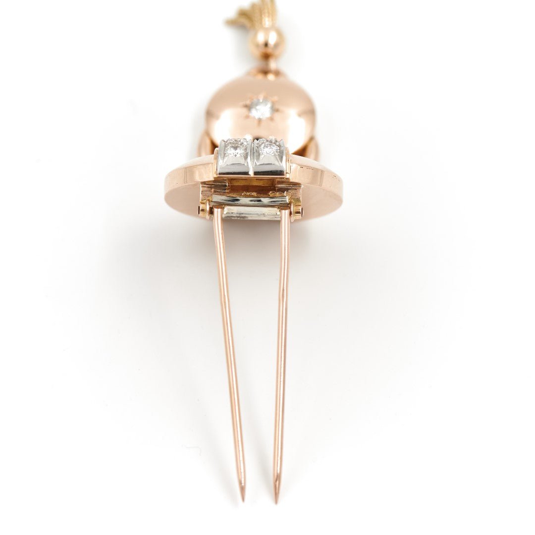 Broche en 2 ors, platine et diamants - Castafiore