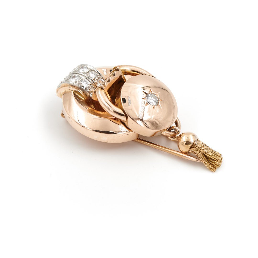 Broche en 2 ors, platine et diamants - Castafiore
