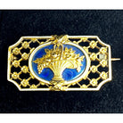 Broche en or 18 carats : panier fleuri , émail bleu et blanc.Napoléon III. - Castafiore