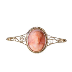Broche en or jaune et camée corail - Castafiore