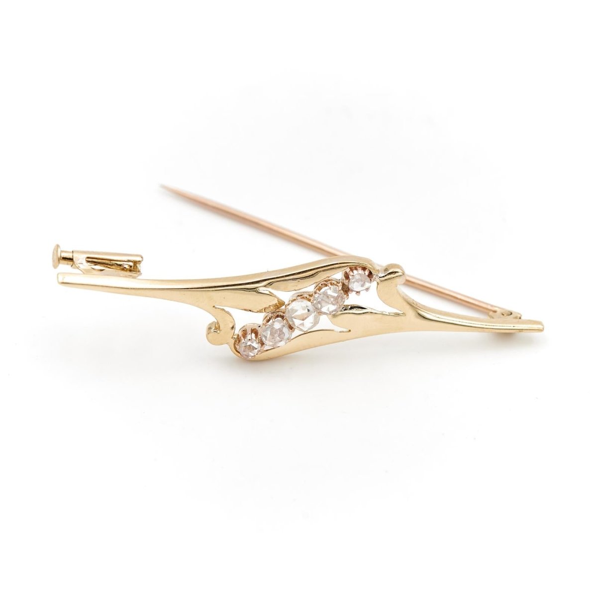 Broche en or jaune et diamants - Castafiore