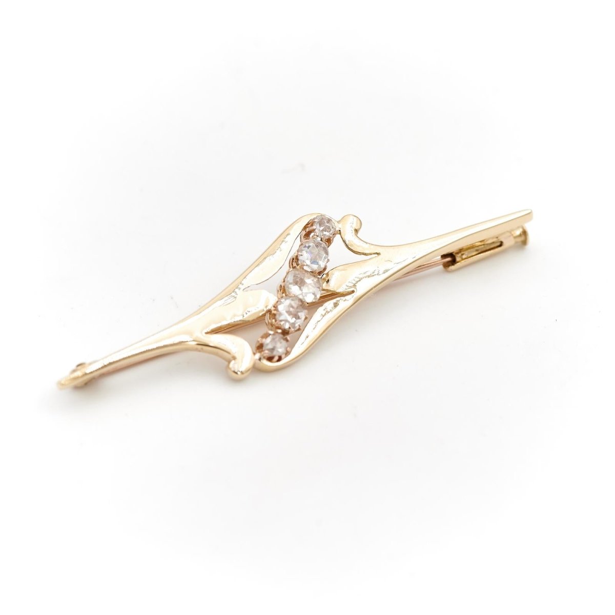 Broche en or jaune et diamants - Castafiore