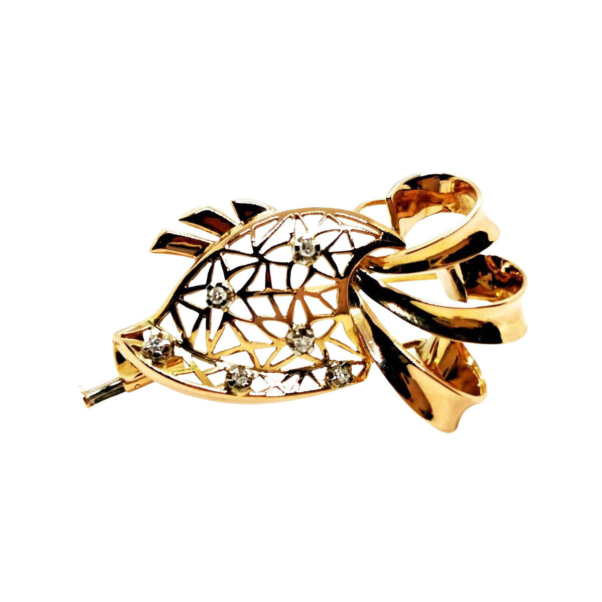 Broche en or jaune et diamants - Castafiore