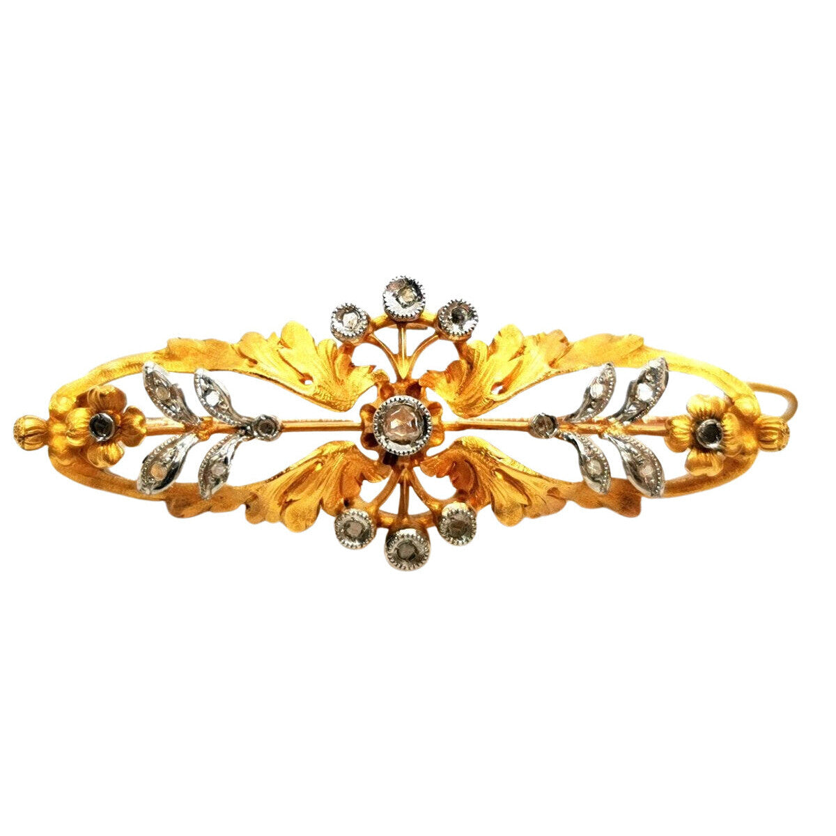 Broche fleur 2 ors et diamants - Castafiore