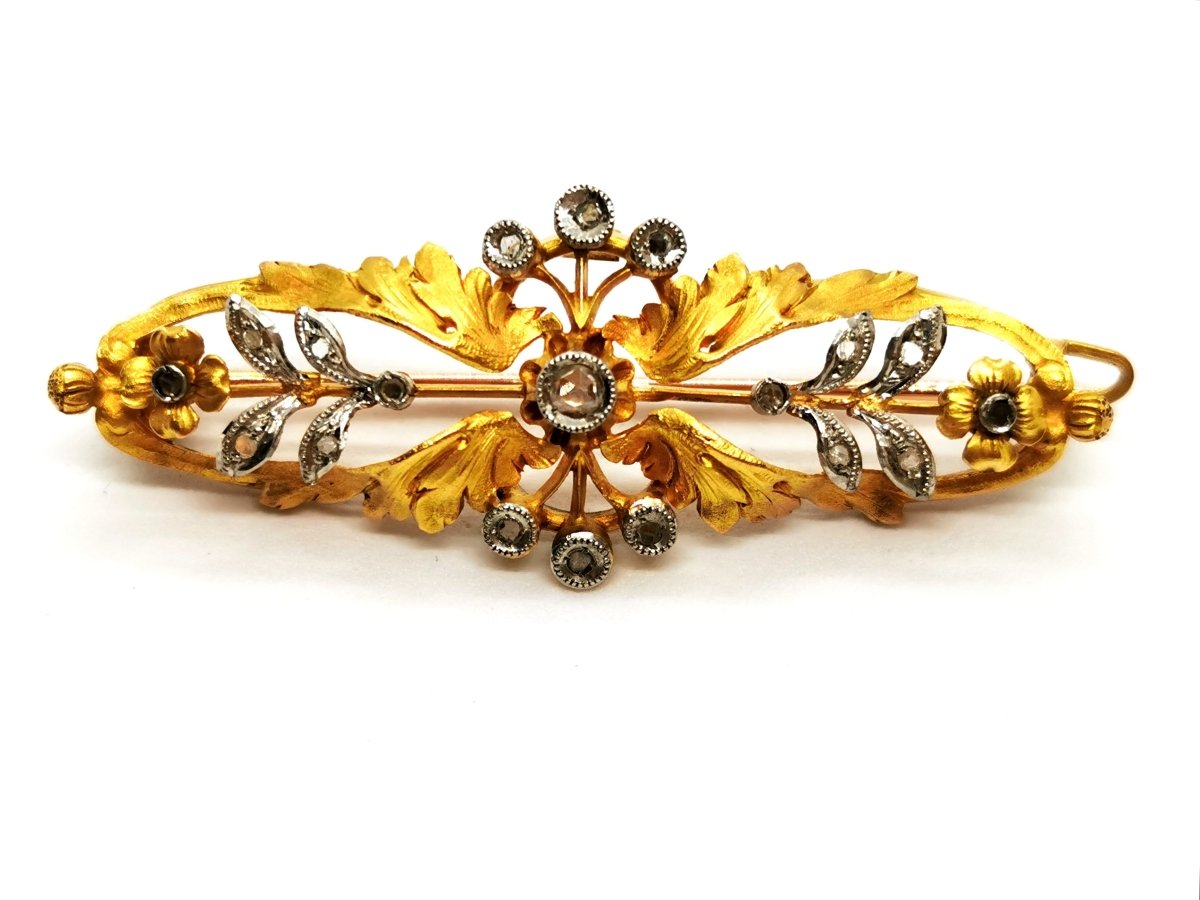 Broche fleur 2 ors et diamants - Castafiore
