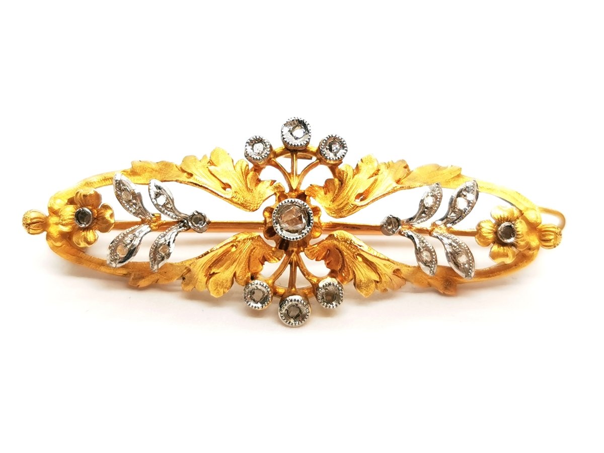 Broche fleur 2 ors et diamants - Castafiore