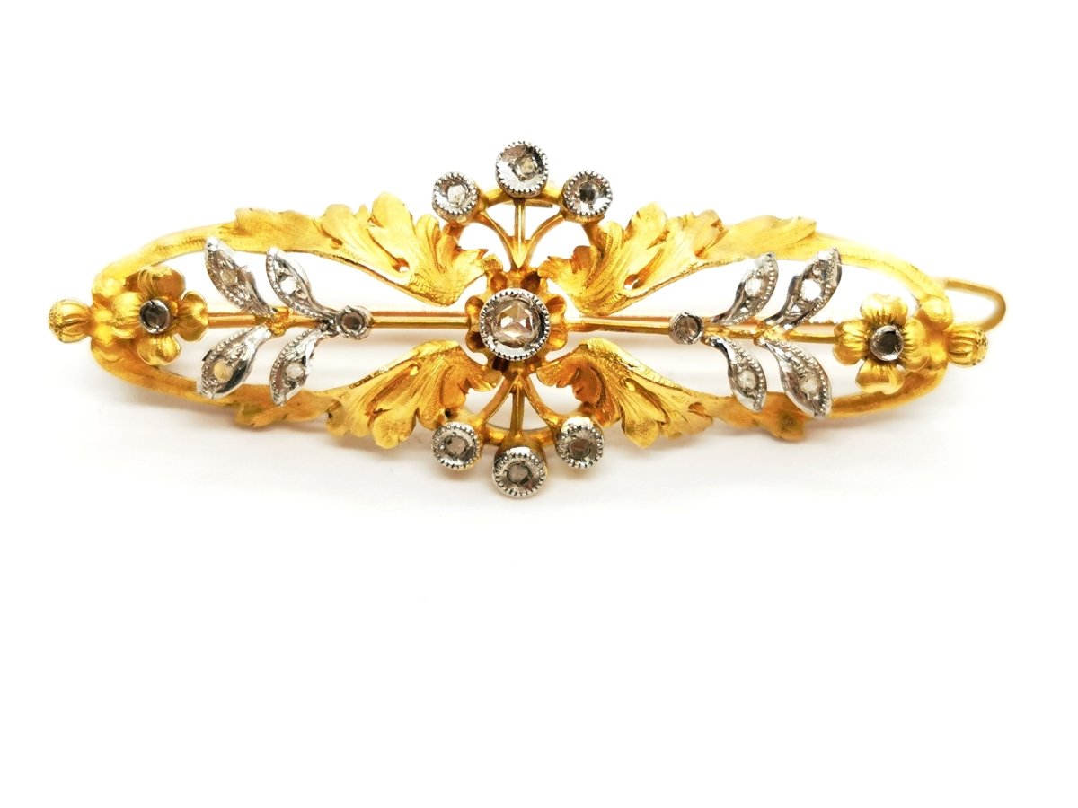 Broche fleur 2 ors et diamants - Castafiore
