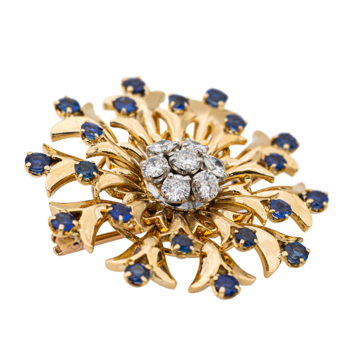 Broche Fleur en or jaune et diamants - Castafiore