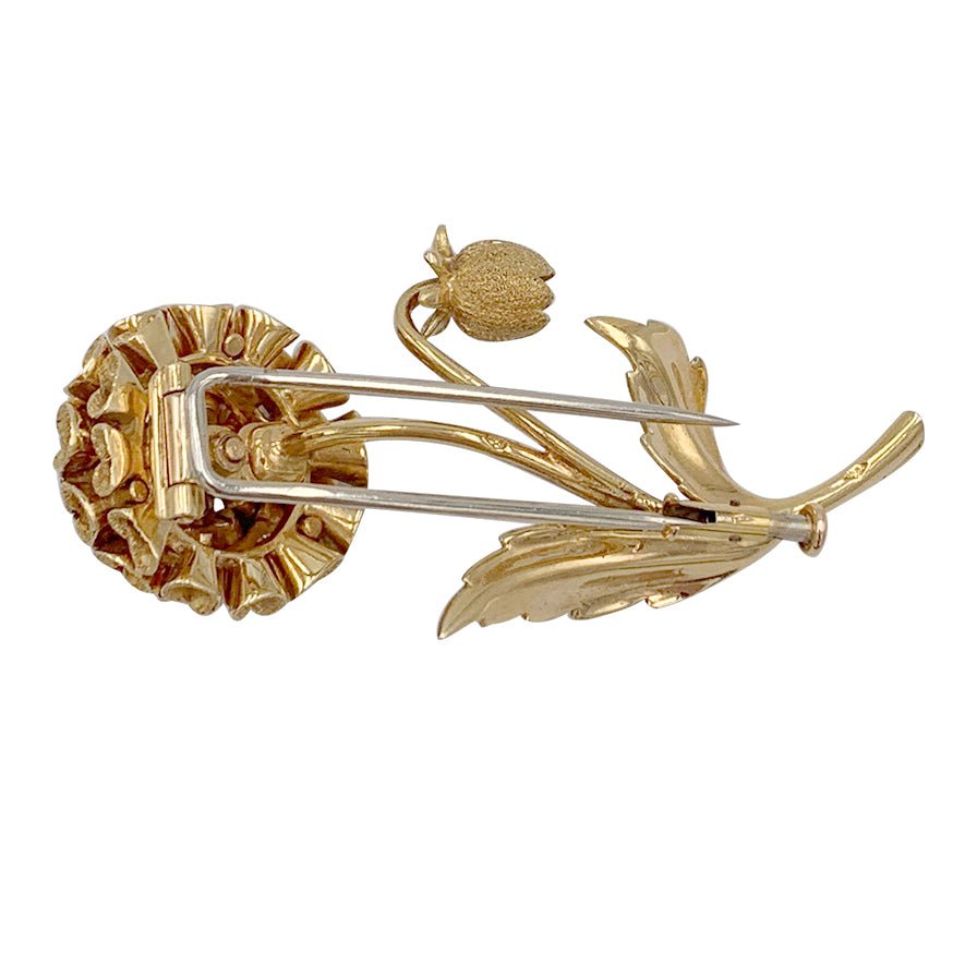 Broche fleur or jaune, pierres de couleur - Castafiore