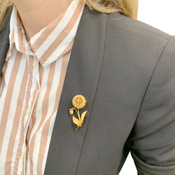 Broche fleur or jaune, pierres de couleur - Castafiore