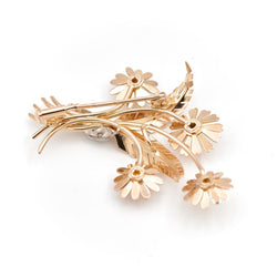Broche Fleur Or rose Diamant - Castafiore